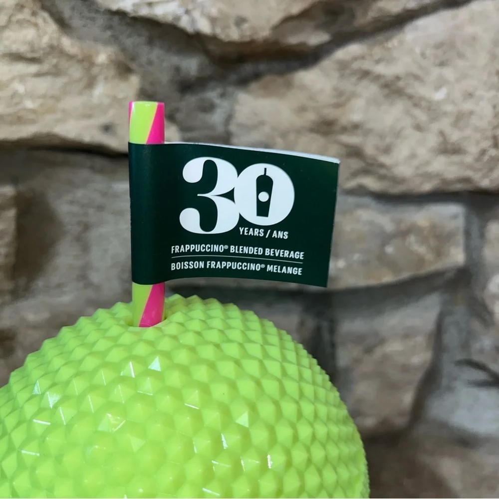 NWT STARBUCKS 30th Anniversary Frappuccino Studded Lime Green Cold Cup 16oz